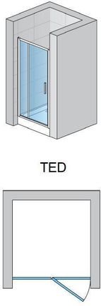 Sanswiss Top-Line Drzwi jednoczęściowe ze ścianką stałą w linii 110x190 białe TED11000407