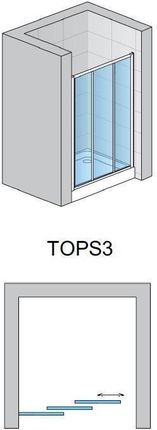 Ronal Sanswiss Top-Line Drzwi przesuwane trzyczęściowe 110x190 profile białe szkło przezroczyste TOPS311000407