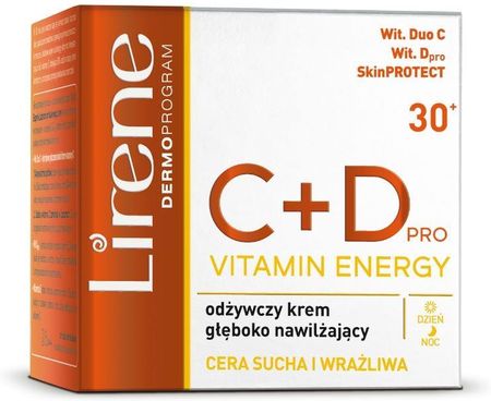 Lirene C+Dpro Vitamin Energy Odżywczy Krem Głęboko Nawilżający Do Cery Suchej i Wrażliwej Dzień i Noc 50ml