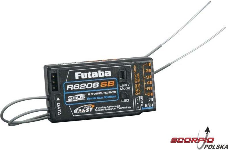 Futaba 純正R6208SB 8ch Futaba Odbiornik 8/18k R6208SB 2.4GHz FASST S.BUS AR01000673