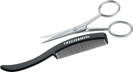 Tweezerman Gear Moustache Scissors Comb Grzebień I Nożyczki do Modelowania Wąsów