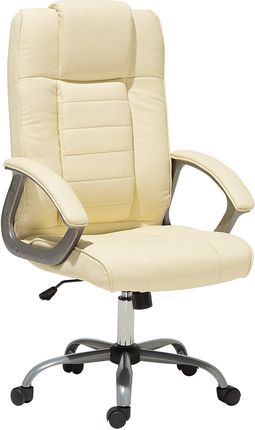 Beliani Krzesło biurowe beżowe nowoczesne z funkcją masażu podgrzewane ekoskóra Comfort