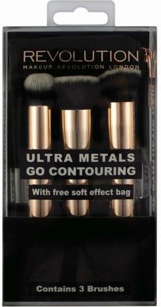 Makeup Revolution Ultra Metals Go Contouring Brushes Pędzle do Makijażu 3 szt.