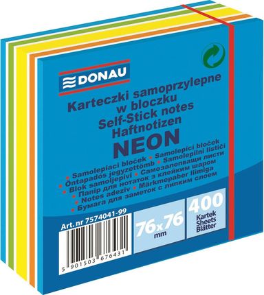 Donau Notes samoprzylepne 76x76mm 400 karteczek niebieski mix neonowo-pastelowe