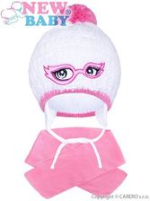 Zdjęcie Zimowa czapka z dzianiny z szalikiem New Baby różowa - Gorlice