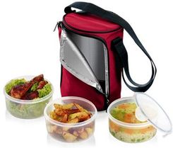 Zdjęcie Tescoma Menażka Freshbox Z 3 Pojemnikami  Bordeaux 1,5 L - Kobyłka