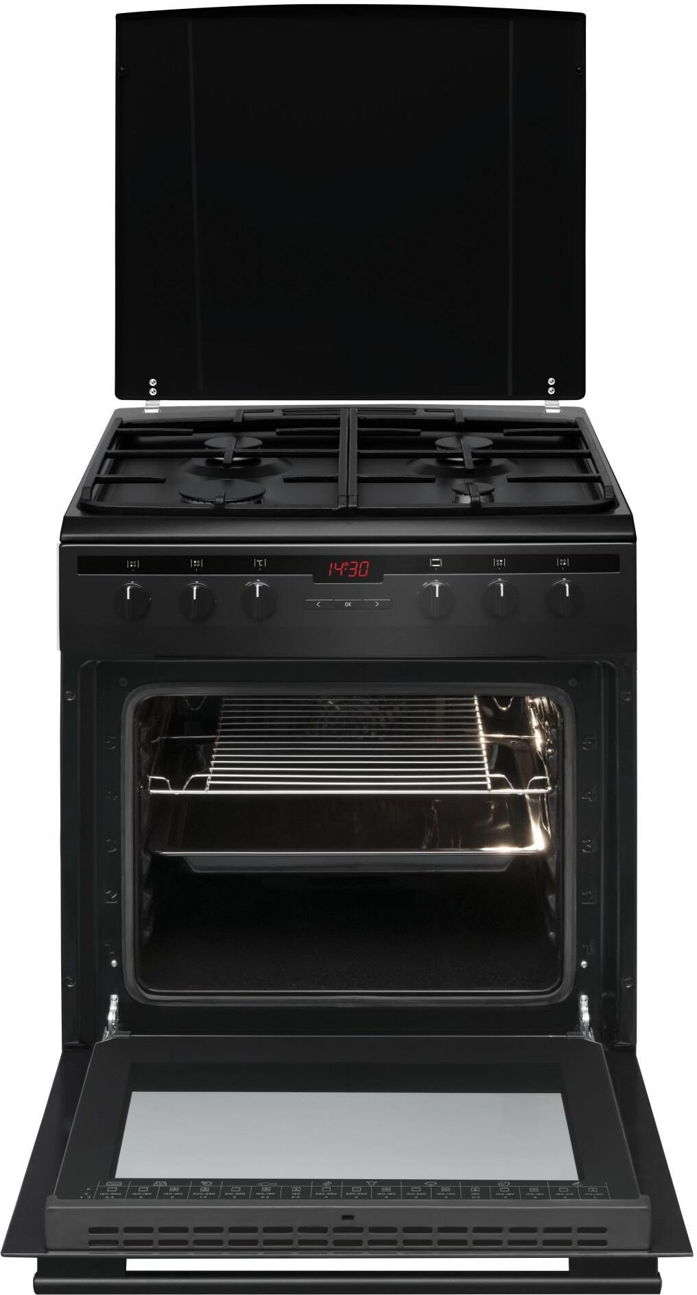 Front kuchni z otwartym piekarnikiem