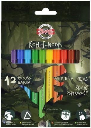 Koh-I-Noor Flamastry Szkolne Dino 12 Kolorów