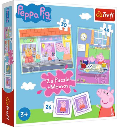 Trefl Puzzle 2W1 + Memos Dzień Peppy 90600