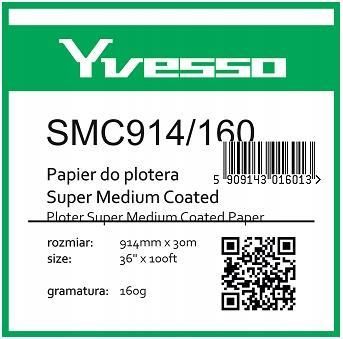 Yvesso Papier powlekany w roli do plotera Super Medium Coated 914x30m 160g SMC914