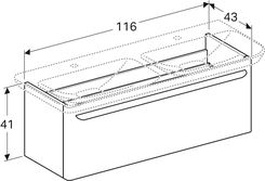 824130000 geberit тумба myday под двойную раковину 116х41х43 белый высокоглянцевое покрытие
