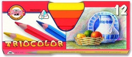 Koh-I-Noor, kredki trójkątne, Triocolor, 12 kolorów