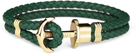 Paul Hewitt Bransoletka Leather Phrep Gold Anchor Green