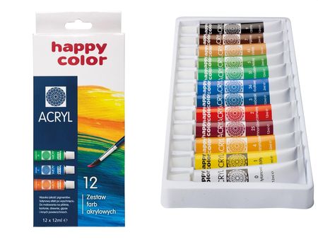 Happy Color Farba Akrylowa  12 Kolorów