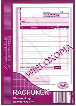 Michalczyk i Prokop Rachunek Dla Zwol. z VAT A5 Wielok. Pion 223-3