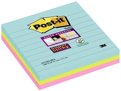 3M POST-IT Super Sticky w linie (675-SS3-MIA) 101x101mm 3x70 kart. paleta Miami