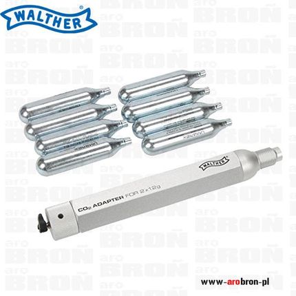 Adapter 2x12g CO2 Walther 5.8103 do CX4 Storm i Lever Action w komplecie 8 szt. kapsuł CO2 12g
