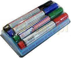 Zdjęcie Granit Marker Do Białych Tablic 4 Kol Z Wycierakiem Na Magnes - Zelów