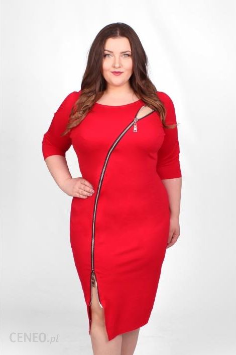 HONEY RED zmysłowa czerwona sukienka z zamkiem 46 - Ceny i opinie 
