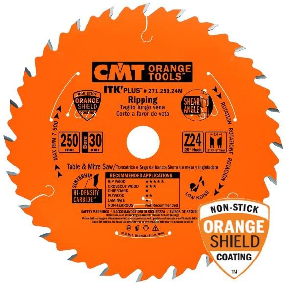 CMT Orange Tools 271.165.24M – Sierra Circular 165x1.5x30 Mm, 24 Dientes – Multiuso Para Corte Longitudinal Y Transversal