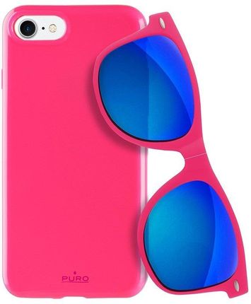 Puro Sunny Kit Zestaw Iphone 7/ 8/ SE 2020 + Składane Okulary Przeciwsłoneczne (Różowy) (IPC747SUNNYKIT1PNK)