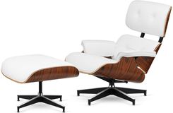 Zdjęcie Dotdesign Fotel Lucera Z Podnóżkiem Insp Lounge Chair Eames Biała Skóra Zebrano - Warszawa