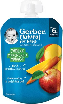 Gerber Deserek W Tubce Jabłko Marchew Mango dla niemowląt po 6 miesiącu 80g