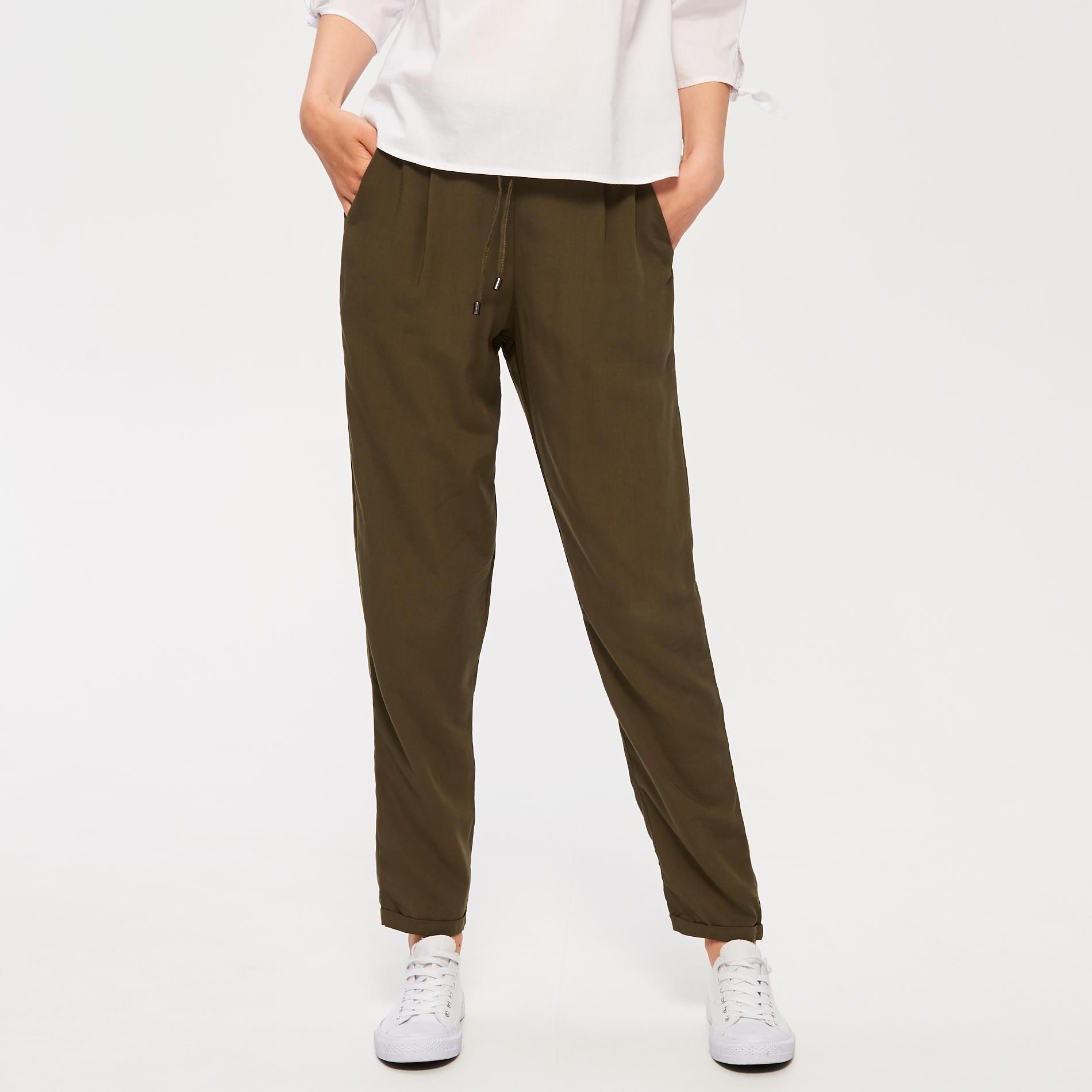 Sinsay - Luźne spodnie na lato - Zielony - damski - Ceny i opinie