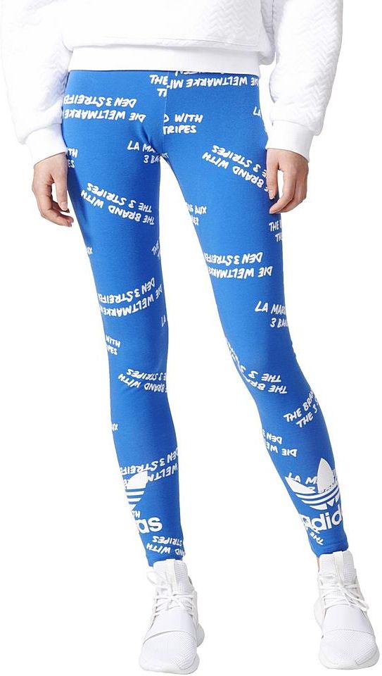 Spodnie adidas TREFOIL LEGGINGS blue white - Ceny i opinie 