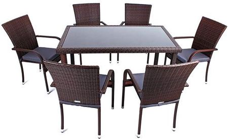 Sapphire Zestaw mebli z technorattanu SANTOS stół + 6 krzeseł