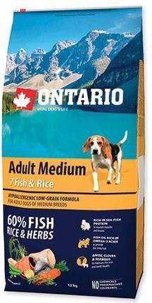 Ontario Adult Medium 7 Fish And Rice Hypoalergiczna 12Kg