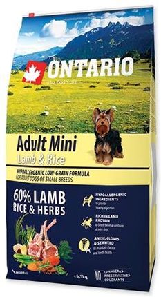 Ontario Adult Mini And Rice Hypoalergiczna 6,5Kg