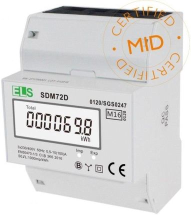 Els Licznik Energii Elektrycznej Lcd 3-Fazowy 100A 400V Sdm72D Mid