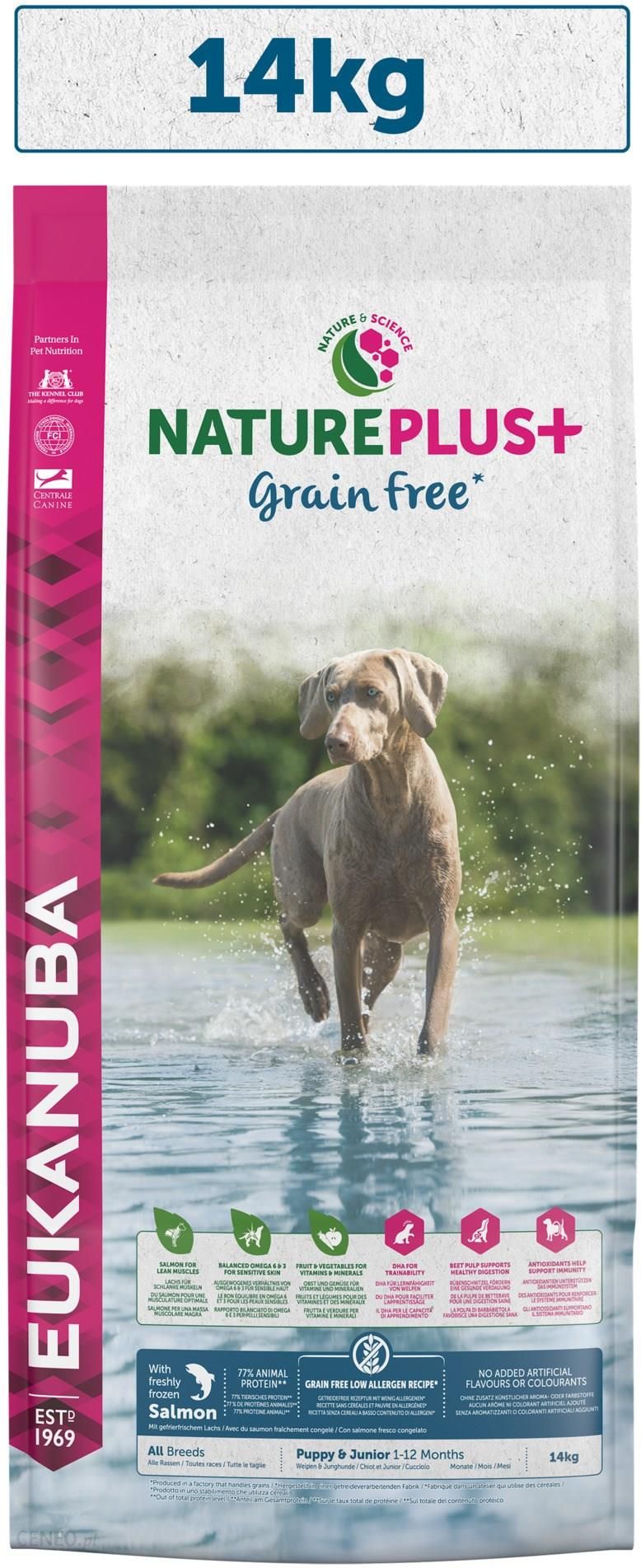 Merchandiser rolle korrekt Karma Eukanuba Nature Plus+ Puppy Grain Free bogata w świeżo mrożonego  łososia 14kg - Ceny i opinie - Ceneo.pl