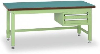 B2B Partner Stół warsztatowy z dwuszufladkowym kontenerem zielony 1500x750 (186145)