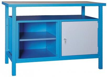 B2B Partner Stół roboczy niebieski / szary 1200x600 1x szafką / 1x półką (229039)