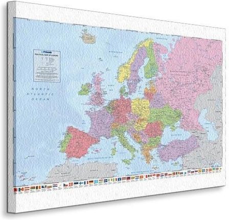 Polityczna Mapa Europy Europa - Obraz 120x90 cm