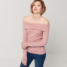 Mohito - Miękki sweter odkrywający ramiona - Różowy - damski - zdjęcie 1