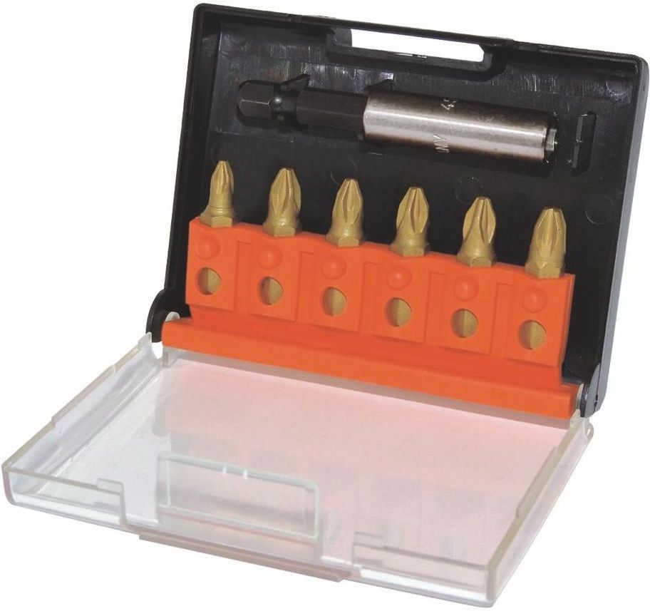 C.K Schraubendreherbit-Set 7-teilig – TIN-beschichtet, Mit Halter, PZ 1, 2, 3