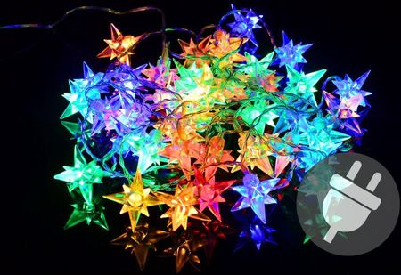 Lampki świąteczne ozdobne LED gwiazdki kolorowe 40 szt.