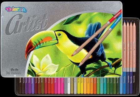 Colorino Kredki Ołówkowe Okrągłe Artist 36 Kolorów W Metalowym Pudełku