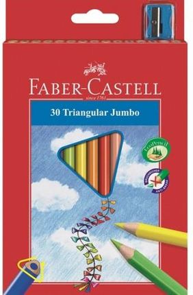 Faber Castell Kredki Ołówkowe 30 Kolorów Jumbo Trójkątne Z Temperówką