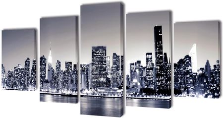 vidaXL Zestaw biało czarnych obrazów Canvas 200 x 100 cm Nowy Jork