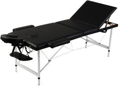 Zdjęcie vidaXL Czarny składany stół do masażu 3 strefy z aluminiową ramą - Poznań