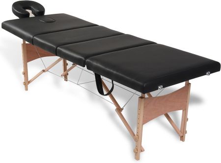 vidaXL Czarny składany stół do masażu 4 strefy z drewnianą ramą