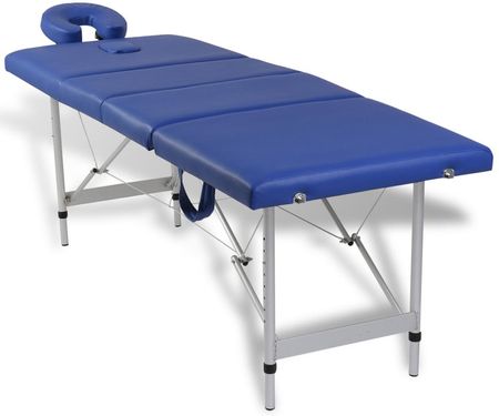 vidaXL Niebieski składany stół do masażu 4 strefy z aluminiową ramą