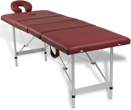 vidaXL Czerwony składany stół do masażu 4 strefy z aluminiową ramą
