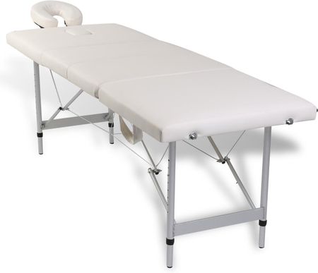 vidaXL Kremowo-biały składany stół do masażu 4 strefy z aluminiową ramą