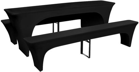 vidaXL 3 czarne rozciągliwe pokrowce na stół i ławki 220x50 80 cm