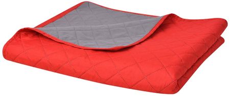 vidaXL Dwustronna pikowana narzuta na łóżko 170x210 cm czerwona i szara
